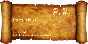 Pacz Ubul névjegykártya